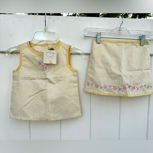 NWT Three Hearts Two piece yellow skort set size 4